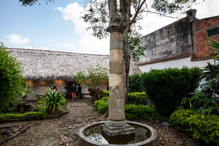 GUADUAS, COLOMBIA - JANUARY 12, 2024: Natal house of the Colombian independence heroine Policarpa Salavarrieta, also known as La Pola in her hometown.のeditorial素材