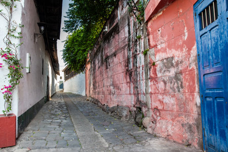 Famous historical street of traps located in the historic center of the heritage town of Honda in...