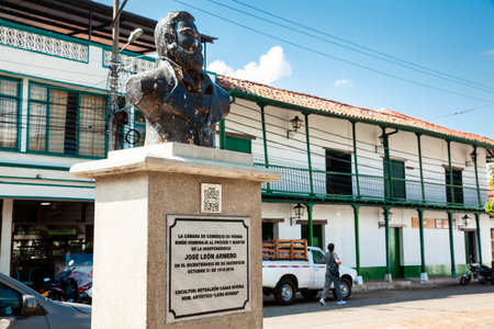 HONDA, COLOMBIA - JANUARY 12, 2024: Monument to Jose Leon Armero, hero of the Independence of Colombia and President of the Free State of Mariquitaのeditorial素材