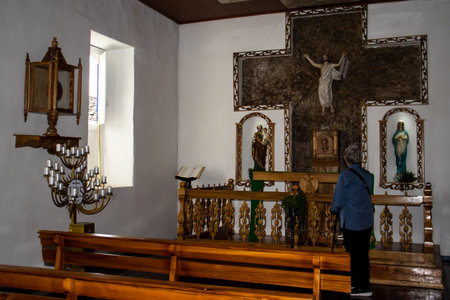 SALAMINA, COLOMBIA - JANUARY 14, 2024: Chapel at the house of prayer and pilgrimage of Mother Berenice at the heritage town of Salamina located in Colombia.のeditorial素材
