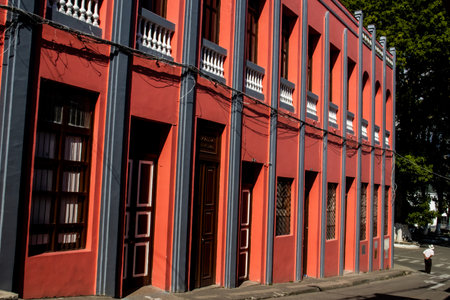 SALAMINA, COLOMBIA - JANUARY 14, 2024: Mayors Office Building of the beautiful heritage town of Salamina in the department of Caldas in Colombia.のeditorial素材