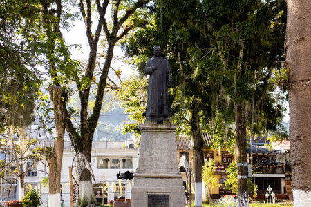 SALAMINA, COLOMBIA - JANUARY 14, 2024: Central square of the heritage town of Salamina located at the Caldas department in Colombia.のeditorial素材