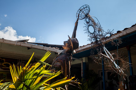 AGUADAS, COLOMBIA - JANUARY 15, 2024: Statue of the famous traditional character called El Putas de Aguadasのeditorial素材