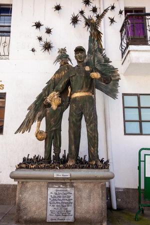 AGUADAS, COLOMBIA - JANUARY 15, 2024: Monument to the Guardian Police in Aguadas at the historical downtown of the heritage town of Aguadas in Colombia.のeditorial素材