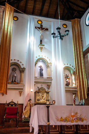 AGUADAS, COLOMBIA - JANUARY 15, 2024: Altar of the sanctuary of the famous San Antonio de Arma in...