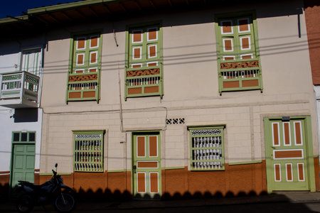 Beautiful streets of the Heritage Town of Jerico located in the Department of Antioquia in Colombia.の写真素材