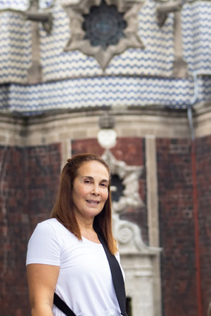 Female tourist at the Chapel of the Little Well built in 1791 on Tepeyac Hill in Mexico City. The Pocito.の写真素材