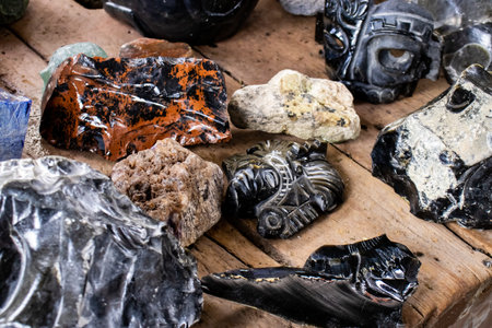 Elaboration of obsidian crafts at the Teotihuacan archaeological site.の写真素材