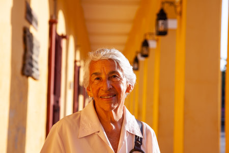 Senior woman tourist in Cartagena de Indias. Active senior concept. Senior lifestyle concept.の写真素材