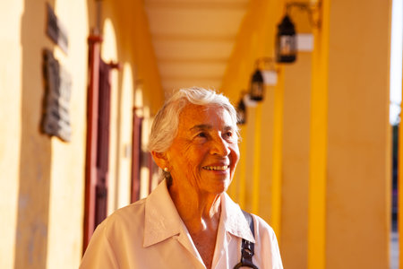 Senior woman tourist in Cartagena de Indias. Active senior concept. Senior lifestyle concept.の写真素材