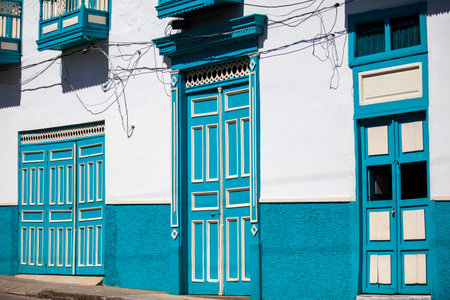 Beautiful streets of the Heritage Town of Jerico located in the Department of Antioquia in Colombia.の写真素材
