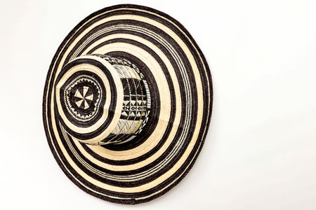 Traditional hat from Colombia called Sombrero vueltiao. Colombian concept. Colombian culture concept. Backgroundの写真素材