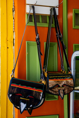 Colombian traditional leather satchel from the Antioquia Region called Carrielの写真素材