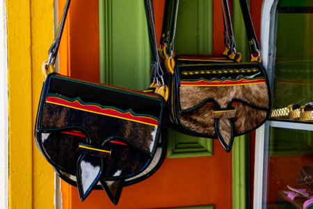 Colombian traditional leather satchel from the Antioquia Region called Carrielの写真素材