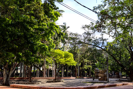 View of the Central Park Cali River built in tribute to each of the rivers that flow through this region: the Cali, Cauca, Melendez, Canaveralejo, Aguacatal, Lili, and Pance rivers.の写真素材