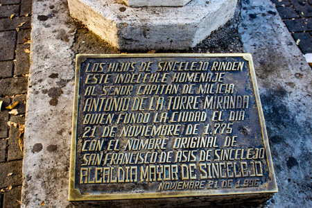 Sincelejo, Colombia - 22 January 2024. Monument to Antonio de la Torre Miranda, the founder of Sincelejo.のeditorial素材