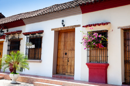 Beautiful colonial streets of the Heritage Town of Santa Cruz de Mompox in Colombia.