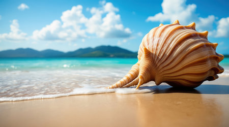 Beautiful seashell on the beach at Seychelles.の素材