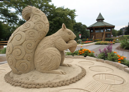 Sculpture of a squirrel in a park in South Koreaの素材