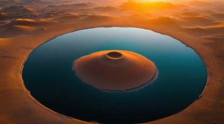 Sunrise over a lake in the desert of Namibia, Africaの素材