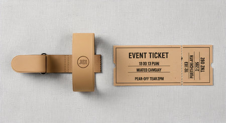 Mockup of 3d rendering of a belt buckle on a white background with textの素材