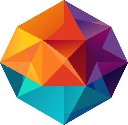 Illustration art of a colorful hexagon icon with isolated white background. Vector illustration.