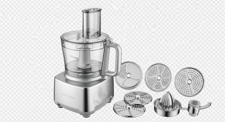 Realistic electric juicer isolated on transparent background. Vector illustration.の素材