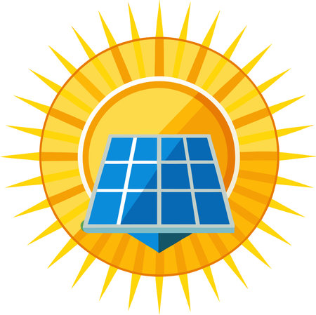 Solar panel icon. Flat design. Vector illustration. Solar energy.のイラスト素材