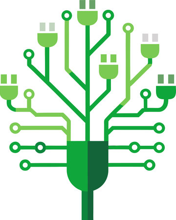 Illustration art of a green power plug icon with isolated white backgroundのイラスト素材