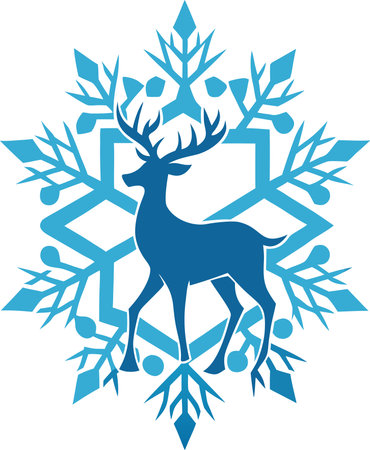 Illustration art of a reindeer with snowflake on isolated backgroundのイラスト素材