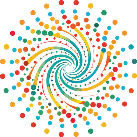 Colorful dotted spiral on a white background. Abstract vector design element.のイラスト素材