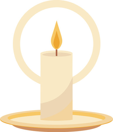 Illustration of a candle in a round frame on a white backgroundのイラスト素材