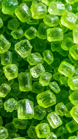 Abstract crystalline texture. Green translucent minerals. Geometric salt detail. Vibrant emerald color pattern.の素材