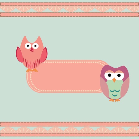 Vector cute wise owls background for scrapbookのイラスト素材