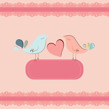 Beautiful card template with couple of birdsのイラスト素材