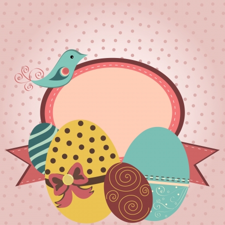 Card with easter eggs in retro styleのイラスト素材