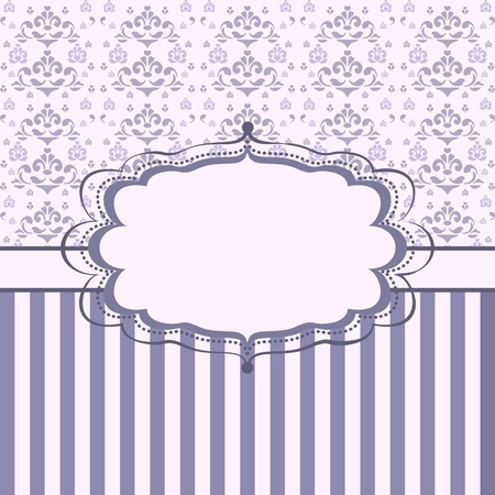 Vintage floral card. Damask background with stripesのイラスト素材