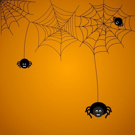 Halloween background. The spider weaves a web. のイラスト素材