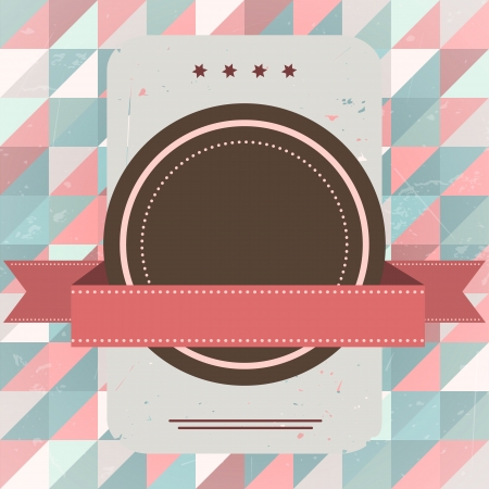 Hipster triangular background for your retro design. Grunge poster with multicolored space round label. のイラスト素材