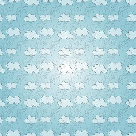 Seamless clouds and rain pattern  Vector illustration  のイラスト素材
