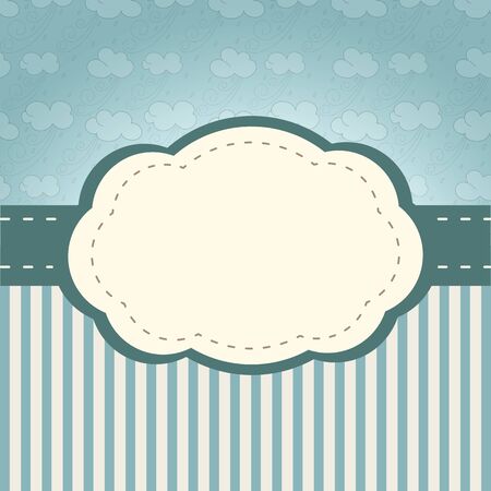 Vintage frame  with retro style clouds and stripesのイラスト素材