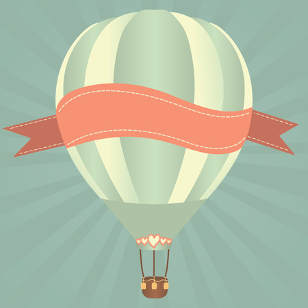 Hot air balloons in the sky. Vector illustration. Greeting card backgroundのイラスト素材