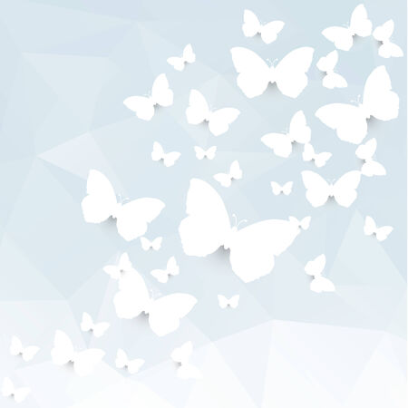 Greeting card with paper butterflies. Vector backgroundのイラスト素材