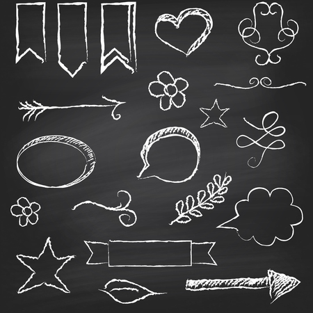 Chalkboard background with several elements  Vector illustrationのイラスト素材