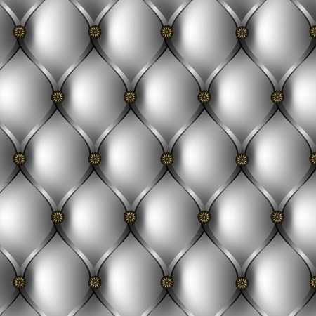 Seamless vector texture leather upholstery sofa. Buttoned gray backgroundのイラスト素材