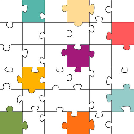 Seamless color puzzles background.  Jigsaw puzzle gameのイラスト素材