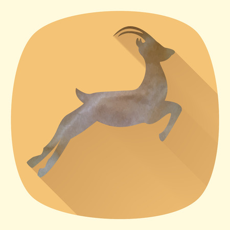 Vector illustration of goat, symbol of 2015 on the Chinese calendar. Silhouette of goat in flat design style. Paper texture. Vector element for New Year's design. Image of 2015 year of the goat.のイラスト素材