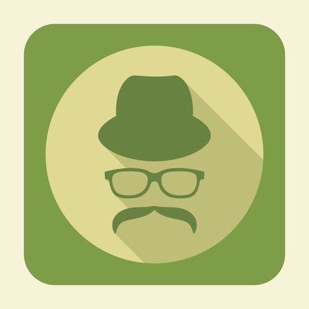 Flat icon with long shadow effect in stylish colors of web design objects, business, office and marketing items. Gentleman icon.のイラスト素材