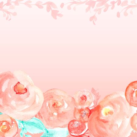 Watercolor vector invitation. Save the date. Watercolor flowers invitation. Summer greeting card flowers. Hand painting roses.のイラスト素材