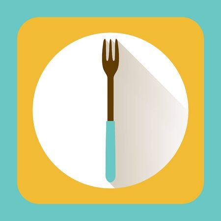 Kitchen ware fork. Vector flat icon with long shadowのイラスト素材
